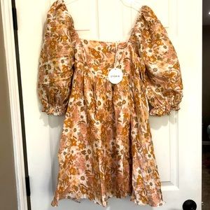 Apricot Floral High Sheen Babydoll Dress